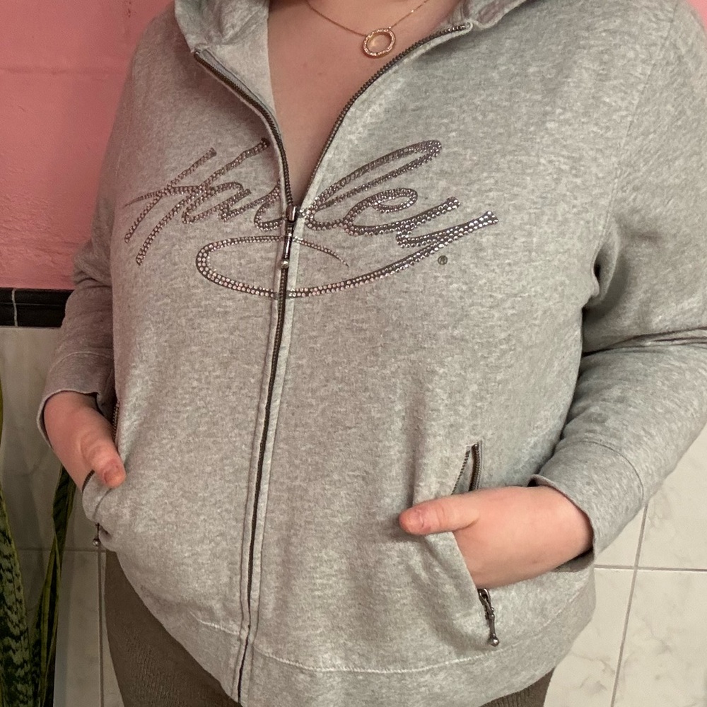Harley Davidson rhinestone zip up